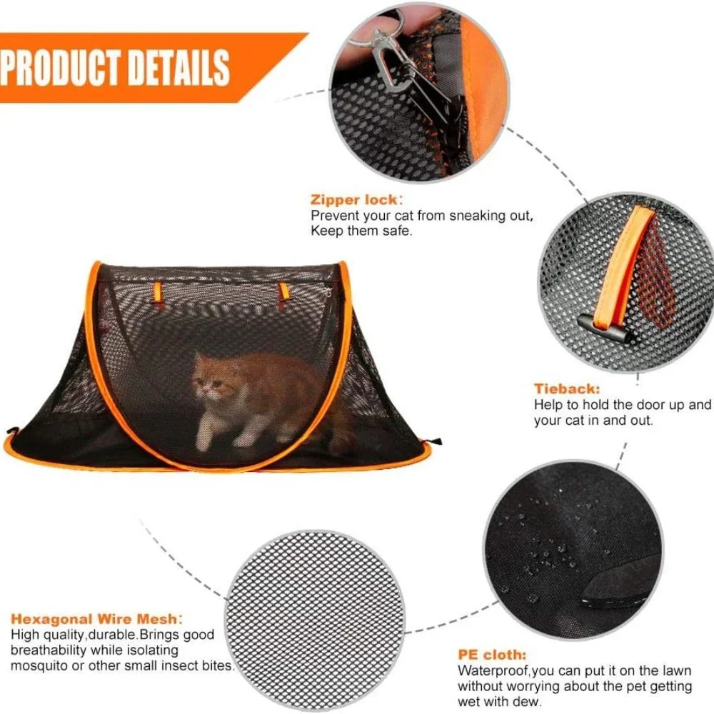 Portable Indoor-outdoor Cat Cage Tent-Pop Up Cat Crate, Foldable Kennel, Comfy